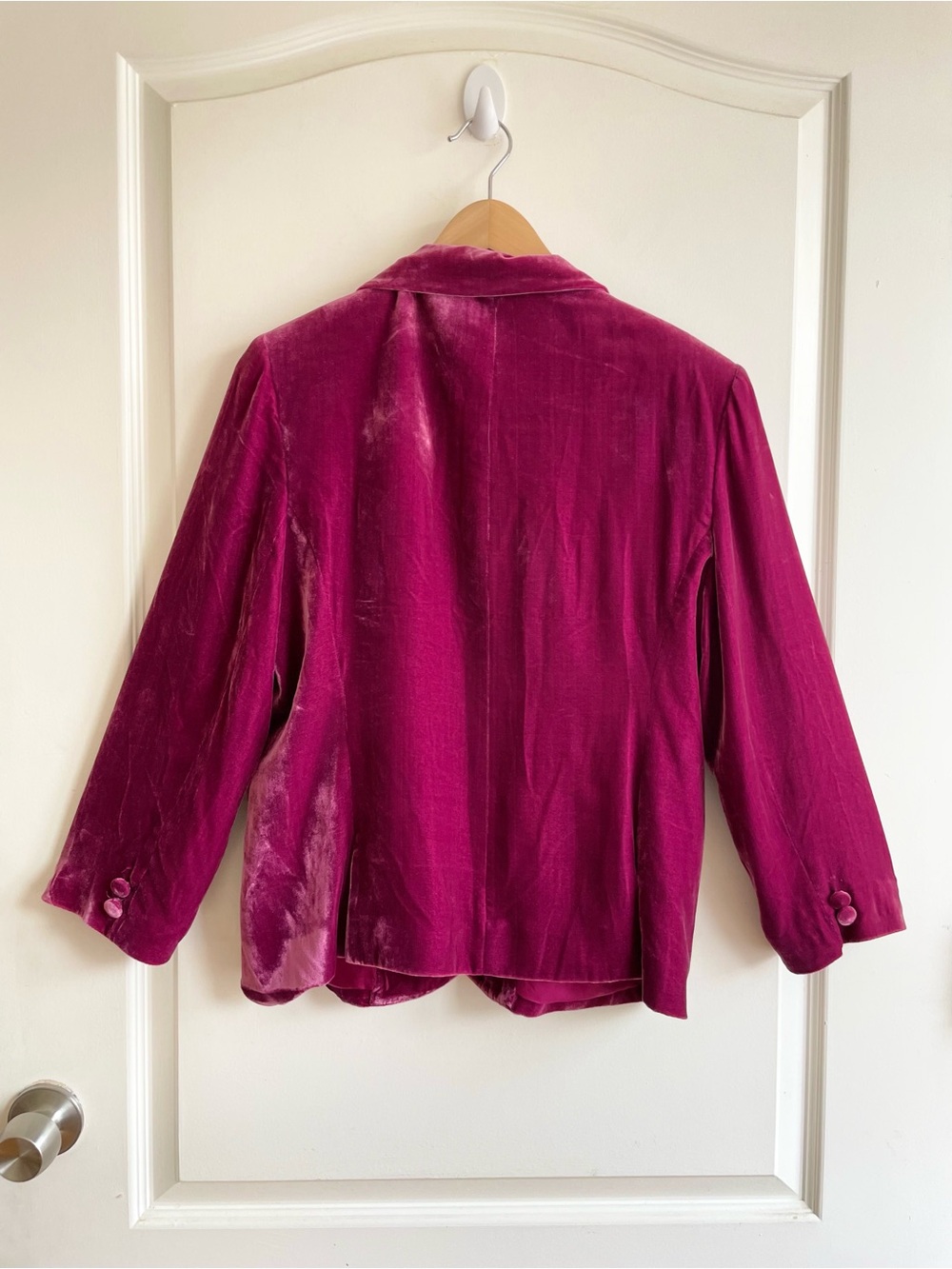 Philippe Adec Raspberry Pink Velvet Blazer Jacket Silk Lined Sz 14 Whimsy Girly - Picture 2 of 7